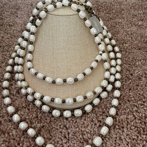 Chico’s Cream and Brown Beaded Necklace